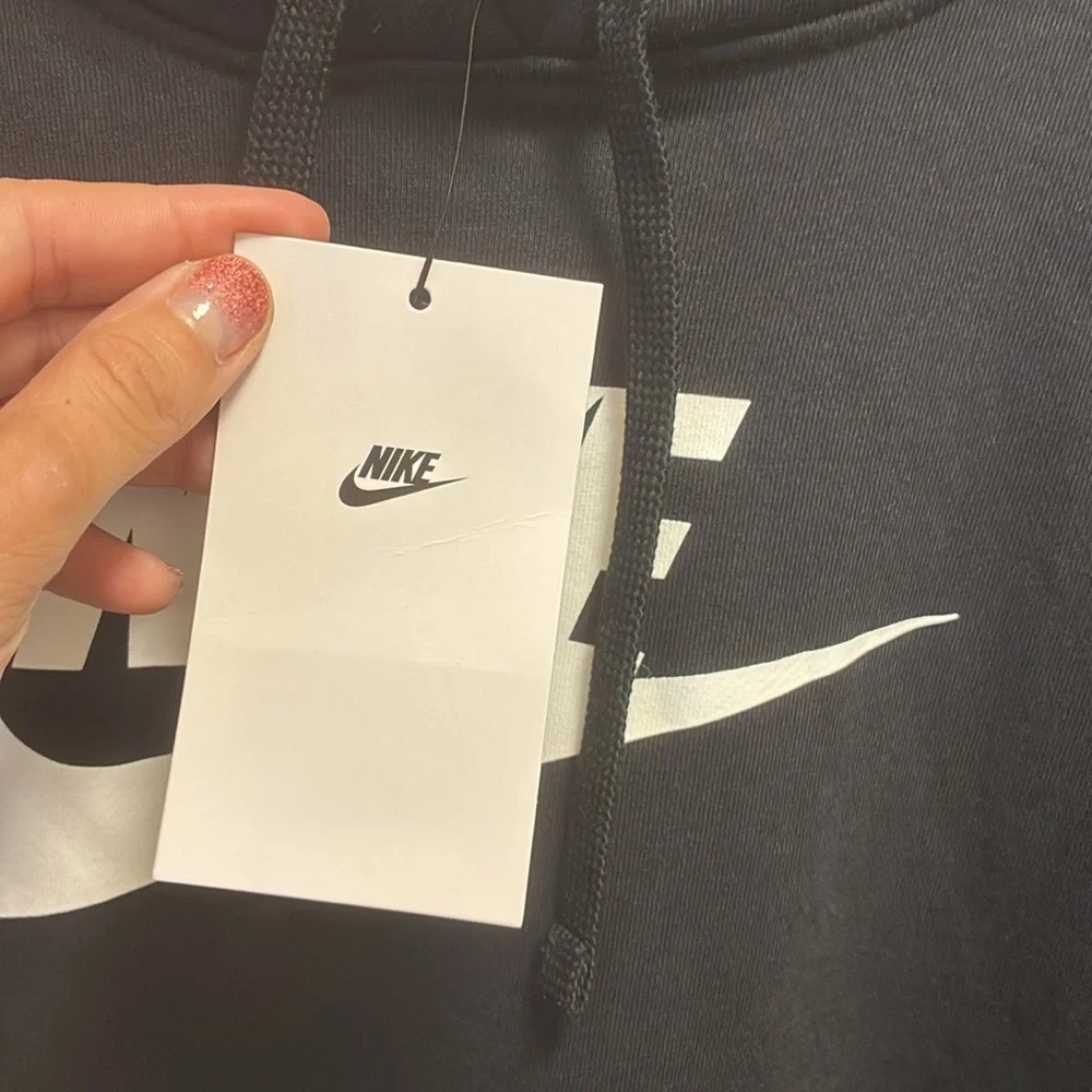 Nike Black hooded sweatshirt with white logo NWT - Picture 11 of 12